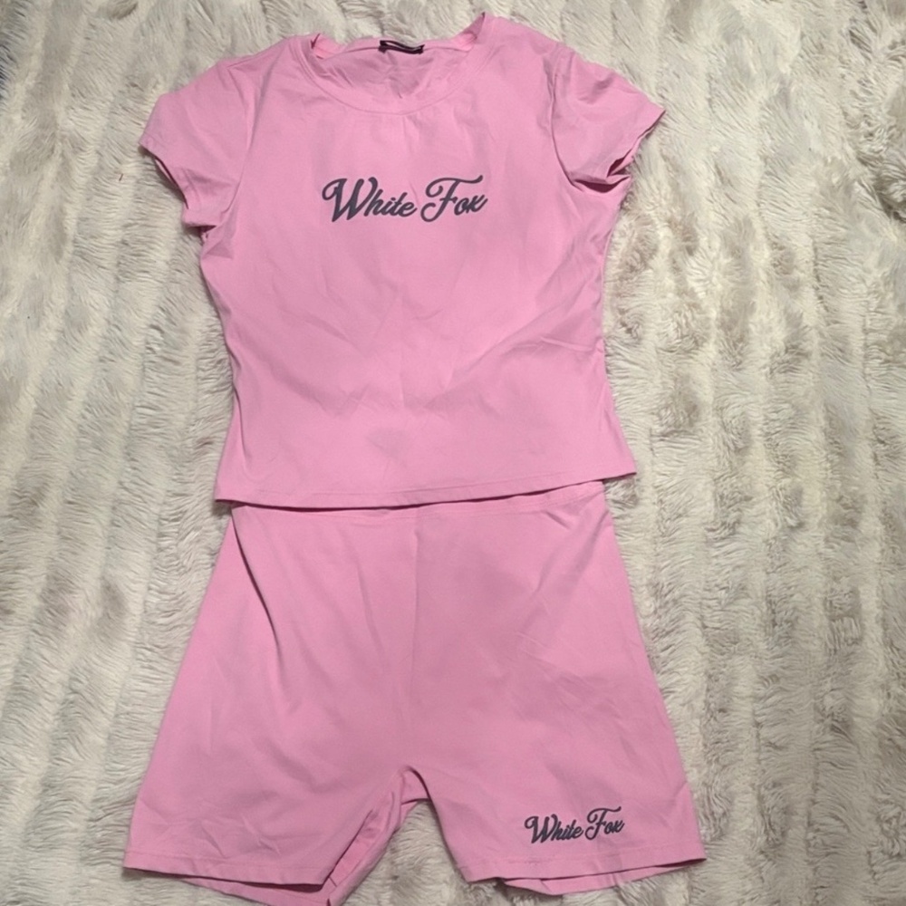 White Fox Season 7 Light Pink Baby Tee and Shorts Tulle Set Size M/L - Picture 7 of 12